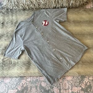 New Retro GHOSTBUSTERS 1984 Logo Baseball Shirt M Gray LOOT CRATE Short Sleeve